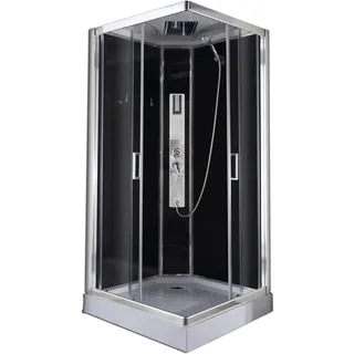 SANOTECHNIK Trend 2 Komplettdusche mit Schiebetür 90 x 210 cm schwarz/Echtglas