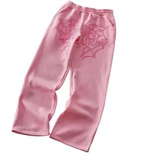 Sileduove Herrenhose mit unregelmäßigem Druck, lockere gerade Hose, lässige Streetwear, Y2K-Hose, volle Länge für vielseitiges tägliches Tragen, weicher Stretch-Stoff für vier Jahreszeiten