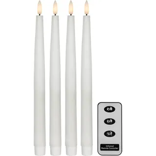 LED-Wachskerzen 'Flamme' lang, 4er Set - Weiß