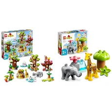 LEGO 10975 DUPLO Wilde Tiere der Welt Zoo Spielzeug mit Sound, mit 22 Tierfiguren und Steine, ab 2 Jahre & 10971 DUPLO Wilde Tiere Afrikas Spielzeug-Set mit Tierfiguren und Spielmatte, ab 2 Jahre