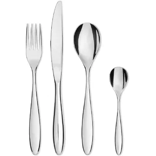 Alessi SG38S24M Mami - Besteckgarnitur bestehend aus sechs Tafellöffeln, sechs Tafelgabeln, sechs Tafelmessern, Zylinderblock, sechs Kaffeelöffeln aus Edelstahl 18/10