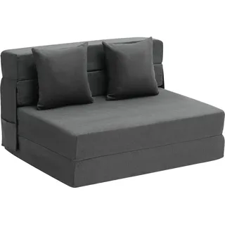 SucceBuy Klappsofa, 3-in-1 Klappcouch mit 2 Kissen und waschbarem Bezug, umwandelbarer Schlafsessel aus 25D Memory Foam mit hoher Dichte, Futon-Couch für Wohnzimmer, Schlafzimmer, Dunkelgrau (Twin) - Dunkelgrau