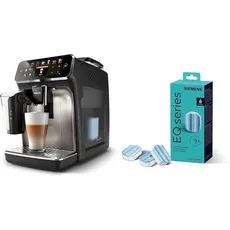 Philips Series 5400 Kaffeevollautomat – LatteGo Milchsystem & Siemens Multipack TZ80032A, 3x3 Entkalkungstabletten, schützt vor Korrosion, für Kaffeevollautomaten der EQ Serie, weiß, 9 Stück