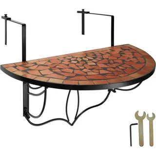 tectake Balkontisch , 75 x 65 x 62 cm, terracotta , Terracotta , Metall , Baum/Pflanze/Natur , Freiform , 65x62x75 cm , Gartenmöbel, Gartentische, Balkontische