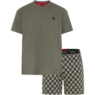 HUGO Underwear Shorty "Aaron" Set, 2 aus Stretch-Baumwolle mit Stack-Logos, regular fit, dunkelgrün 306