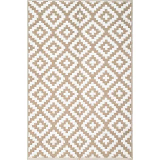Tapiso Teppich IBIZA Outdoor Weiß Beige Picknick Garten 120 x 180 cm - Beige