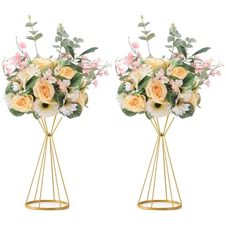 Sziqiqi Blumenständer Gold für Hochzeit: 50cm Hohe Trompete Vase für Tische Hochzeitsempfang Set of 2 Mittelstücke Dekoration für Party Geburtstags Event Festival Feier