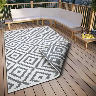 OTTO home Teppich »Ronda Wendeteppich« rechteckig 5 mm Höhe Sisal-Optik, Flachgewebe, In- und Outdoor, geometrisches Boho Design, grau