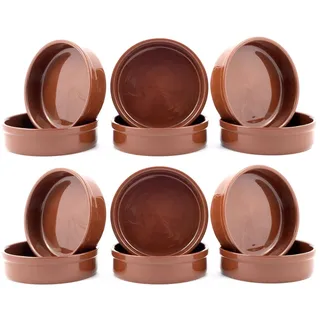 Hanseküche Tapas-Schalen Set Braun, Auflaufform, Cazuela Schalen, 200ml Volumen, Durchmesser von 12,5 cm, Ton-Dessertschälchen, Mediterranes Schälchen, Traditionelle spanische Tonware (12)