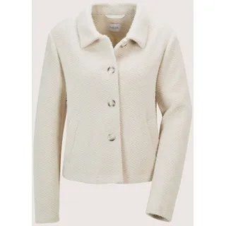 Jackenblazer MADELEINE "Kurzblazer Eleganter Damenblazer mit Hornknöpfen", Damen, Gr. 40, weiß (perlweiß), Obermaterial: 80% Polyester PES. 20% Polyamid PA., Modern, gerade, Blazer Jackenblazer, Stilvoller Klappkragen