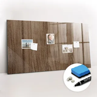 Magnetpinnwand Memoboard - Zubehörsatz - Weißer Marker + Schwamm + Magnete - 120 x 60 cm - Dunkles Holz - Braun