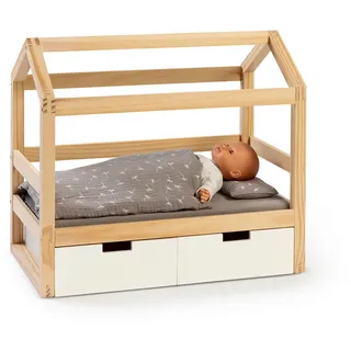Musterkind Puppenbett »Puppen-Hausbett Viola, natur/weiß« aus Holz, grau