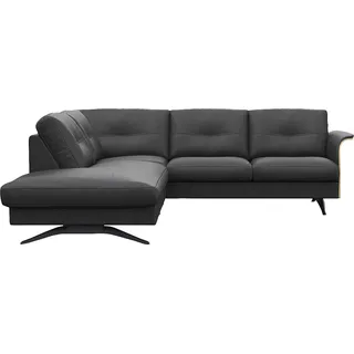 FLEXLUX Ecksofa "Glow, super bequem durch hochwertigem Sitzaufbau mit Federkern, L-Form" Modernes skandinavisches Design, deep schwarz