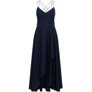 Abendkleid VERA MONT "Abendkleid mit Volant", Damen, Gr. 44, EURO, blau (night sky), Obermaterial: 100% Polyester PES., Kleider Abendkleid