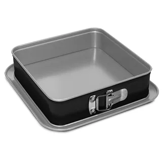 Guardini, Quadratische Springform, 24 x 24 cm, Tropfschutz, Stahl mit Antihaftbeschichtung, Schwarz und Silber, hergestellt in Italien, Linie Silver Elegance