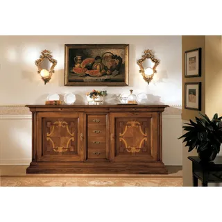 Luxus Italienische Holz Möbel Anrichte Kommode Barock Stil Sideboard Echtholz - Braun