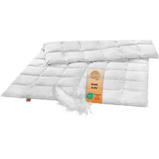 sleepling - Federdecke, 220 x 240 cm, Füllung 100% Federn, Bettdecke aus Federn, Steppbett - Weiß