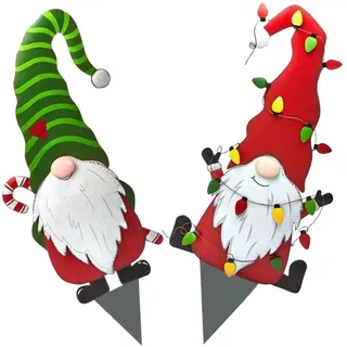 2 StüCk Weihnachtsdeko Gartenstecker, Doppelseitig Bedruckte Weihnachtsmann Gartendekoration, Wetterfest Und Langlebig, Innen Und AußEn, 38x14cm