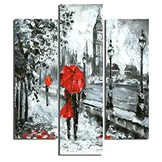 Homemania Bild London – 3 Städte und Landschaften pro Wohnzimmer, Schlafzimmer – Mehrfarbig, 57 x 0,3 x 60 cm, HM203MDF213, MDF