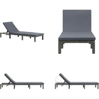 vidaXL Sonnenliege mit Auflage Poly Rattan Anthrazit - Liegestuhl - Liegestühle - Liege - Liegen - Grau