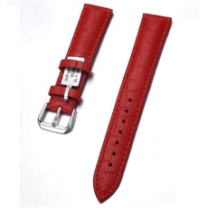 Universal-Armbanduhr aus echtem Leder für Herren und Damen Unisex Jungen Mädchen 12 14 16 18 20 22 24 mm inklusive Bandanstöße, rot, 22mm, Band