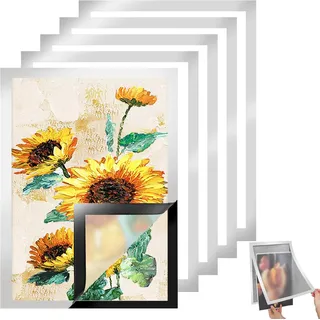 miaomiao 5 Stück Diamond Painting Rahmen, Diamond Painting Bilderrahmen 32x24 cm, Selbstklebend Magnetrahmen A4, Weiß Magnetisch Bilderrahmen für Wanddekoration zu Hause
