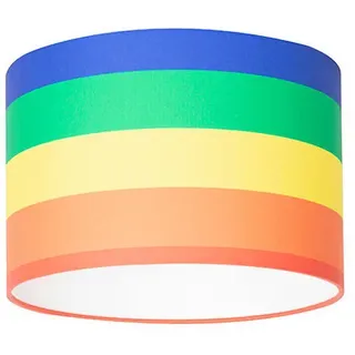 Leuchtenschirm , Blau, Gelb, Grün, Orange, Rot, Violett , Metall, Textil , Streifen , zylindrisch , E27 , 24 cm , Lampen & Leuchten, Leuchtenserien