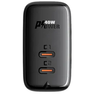 ACEFAST Ladegerät 2x USB Typ C 40W, PPS, PD, QC 3.0, AFC, FCP Schwarz