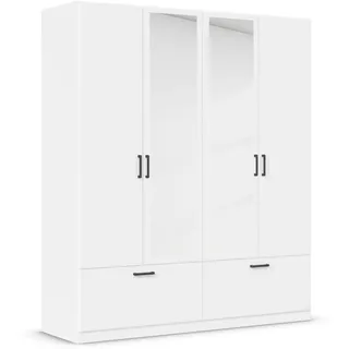 Rauch Möbel BARI Drehtürenschrank Kleiderschrank Weiß, 2 Schubladen, mit Spiegel, 181x210x54cm