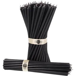 Danilovo Reine Bienenwachskerzen – tropffrei, rauchfrei, hohe, dünne Spitzkerzen – dekorative Kerzen für Kirchgebet, Deko oder Geburtstagskerzen – Honigduft Kerzen – 18,5 x 0,61 cm (Schwarz, 50 Stück)