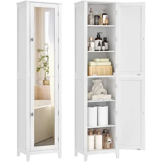 VASAGLE Badezimmerschrank Hochschrank 30 x 40 x 160 cm Wolkenweiß MDF