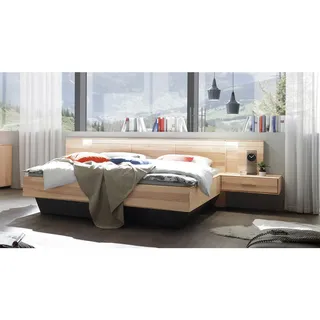 Valdera Bettanlage , Taupe, Eschefarben , Holz, Textil , Esche , massiv , 180x200 cm , Goldenes M, Made in Germany, Dgm , Schlafzimmer, Komplette Schlafzimmer und Serien, Schlafzimmerserien