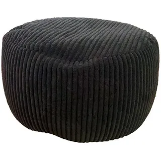 Relaxdays Cord-Pouf , Schwarz , Textil , Rund , 50x35x50 cm , Wohnzimmer, Sessel, Hocker & Hockerbänke, Poufs