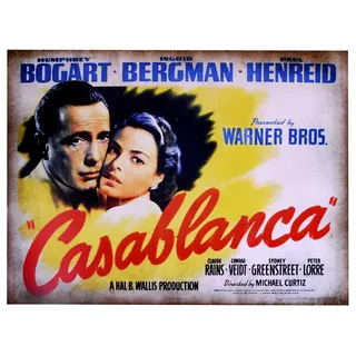 KUSTOM ART Poster Serie Poster, Filme, Prominente, Casablanca Michael Curtiz Ingrid Bergman Humphrey Bogart, Druck im Vintage-Stil auf beschichtetem Papier, 40 x 30 cm.