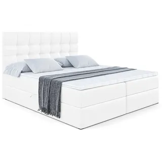 altdecor Boxbett, Weiß Hochglanz, Holzwerkstoff, Höhe ca. 20 cm 180x200 cm, Schlafzimmer, Betten, Boxspringbetten