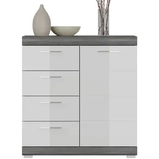 inn.furn Kommode 80 x 85 cm Weiß Hochglanz / Grau
