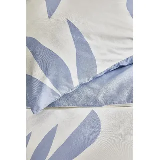 Walra Bettwäsche Simple Leaves Off White / Jeans Blau - 135x200 cm - Weiß