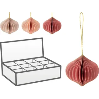 Dekoration Weihnachten Hängende IN Papier A Zwiebel 80mm - Pink Farbe Assorti