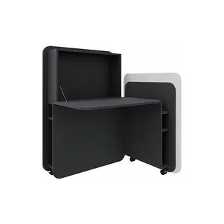 fm FLATup  Sekretär graphit/ diamantweiß rechteckig, schwarz 107,0 x 41,5 - 91,0 cm