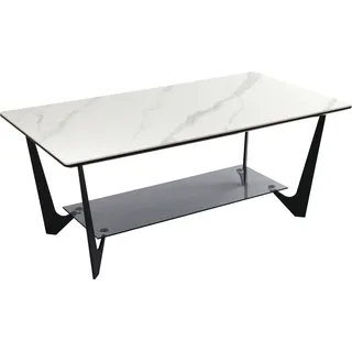 Couchtisch PAROLI, weiß (weiß, schwarz, weiß marmorisiert), B:110cm H:42cm T:60cm, Tische, Couchtisch