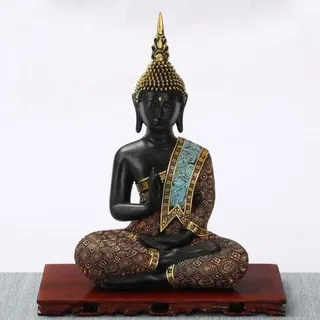 Miniatur Thailändische Buddha-Statue aus Kunstharz, geeignet für Innentüren oder Garten.