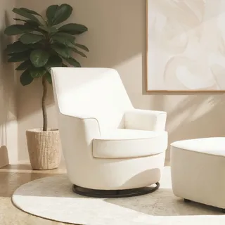 Home Affaire Drehsessel HETTY Mikrofaser 78 x 93 x 88 cm Beige mit Hocker