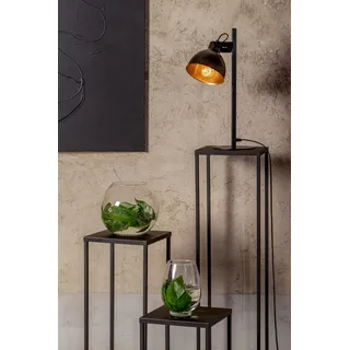 Schwarze Tischlampe Gold flexibel Lesen E27 45 cm Industrial Leuchte Wohnzimmer