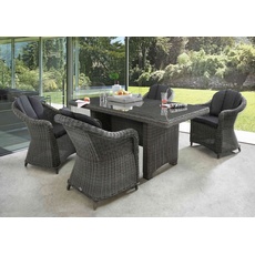 Bild von Sitzgruppe MALAGA LUNA 4x Sessel + Tisch 200x100x75cm, vintage grau