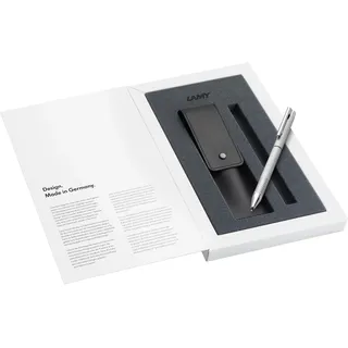 Lamy logo twin pen brushed im Set – Druckbleistift & Kugelschreiber in Einem – inkl. LAMY Kugelschreibermine LAMY M 21 schwarz & Feinstrichmine M 41 (0,5 mm)