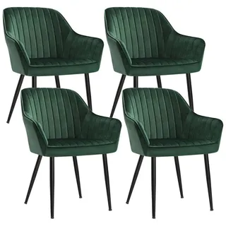 Songmics Polsterstühle 4er Set mit Armlehnen Grün