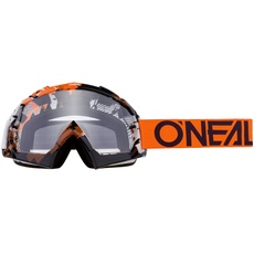 O'NEAL | Fahrrad- & Motocross-Brille | MX MTB DH FR Downhill Freeride | Hochwertige 1,2 mm-3D-Linse für ultimative Klarheit, UV-Schutz | B-10 Goggle | Erwachsene Unisex | Orange Weiß Neon | One Size