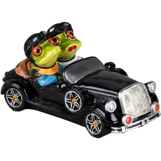 formano Froschpaar im Oldtimer Dekofigur | Handbemalte Polyresin-Figur 18 x 8 cm | Humorvolle Wohnraumdekoration mit Vintage-Auto-Motiv für Regal oder Sideboard | Serie Froschhausen
