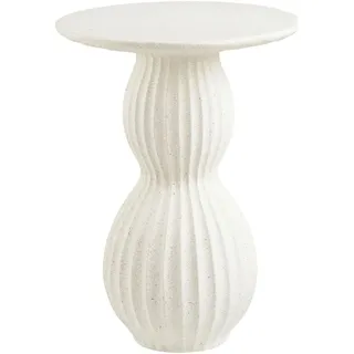 VCM Beistelltisch , Weiß , Stein , Betonoptik , rund , kugelförmig , 55x40x40 cm , Wohnzimmer, Wohnzimmertische, Beistelltische, Beistelltische rund