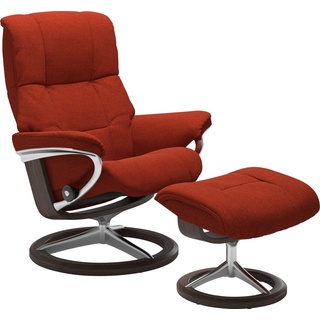 Stressless® Relaxsessel »Mayfair«, (Set, Relaxsessel mit Hocker), mit Hocker, mit Signature Base, Größe S, M & L, Gestell Wenge, rot